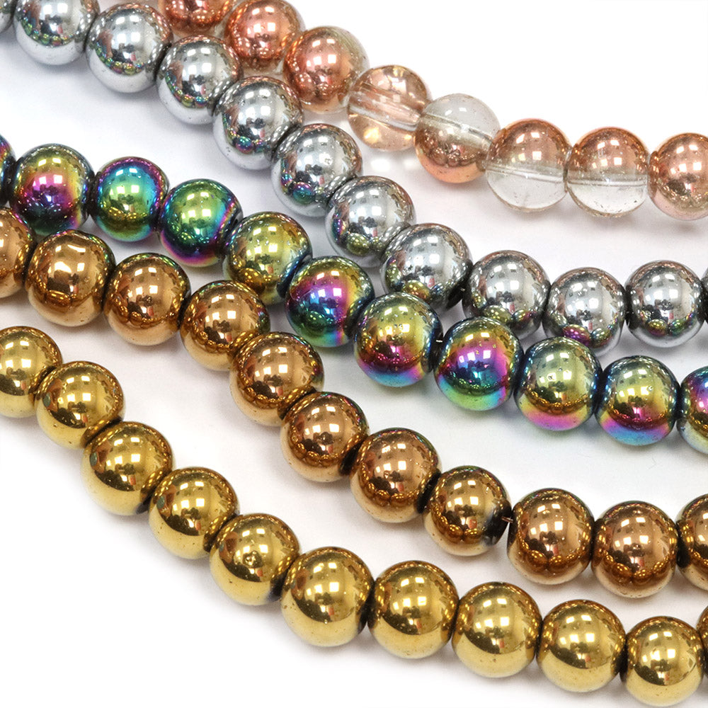 Glass Bead Bundle Metallic Round- 5 Strands