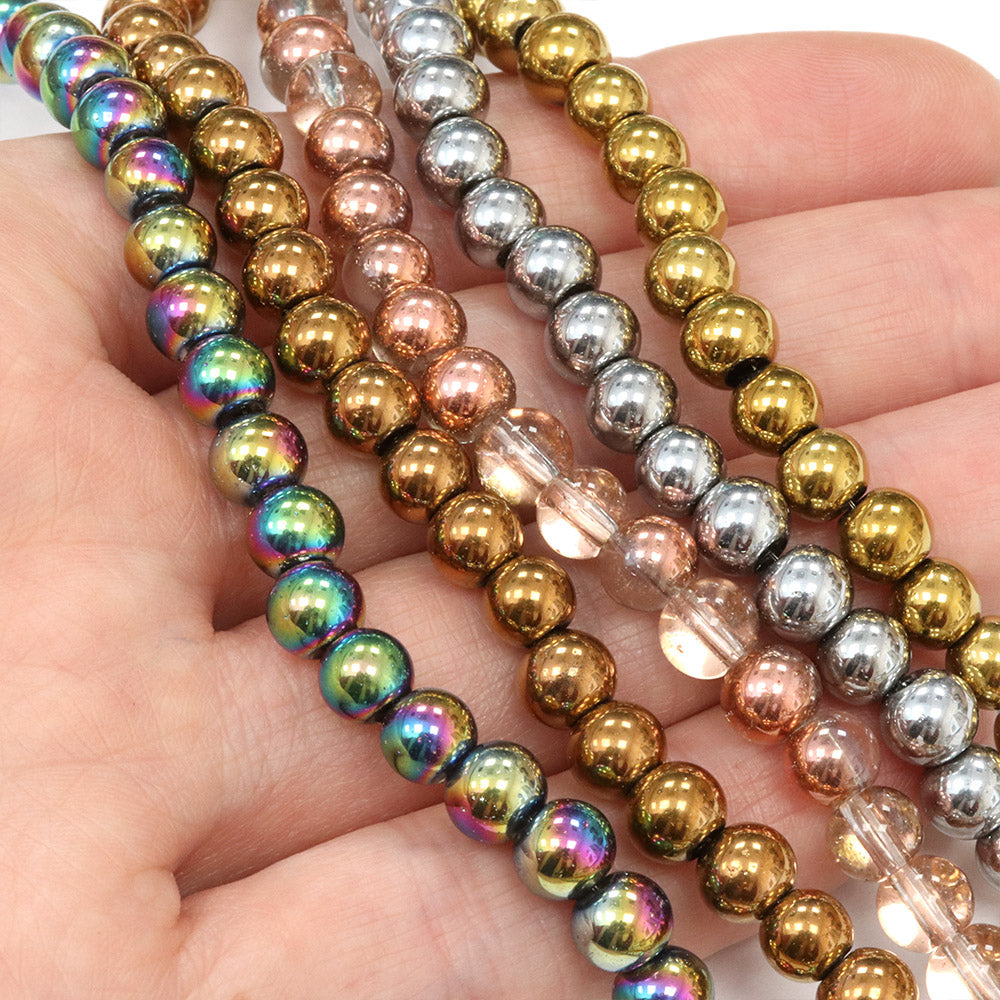 Glass Bead Bundle Metallic Round- 5 Strands