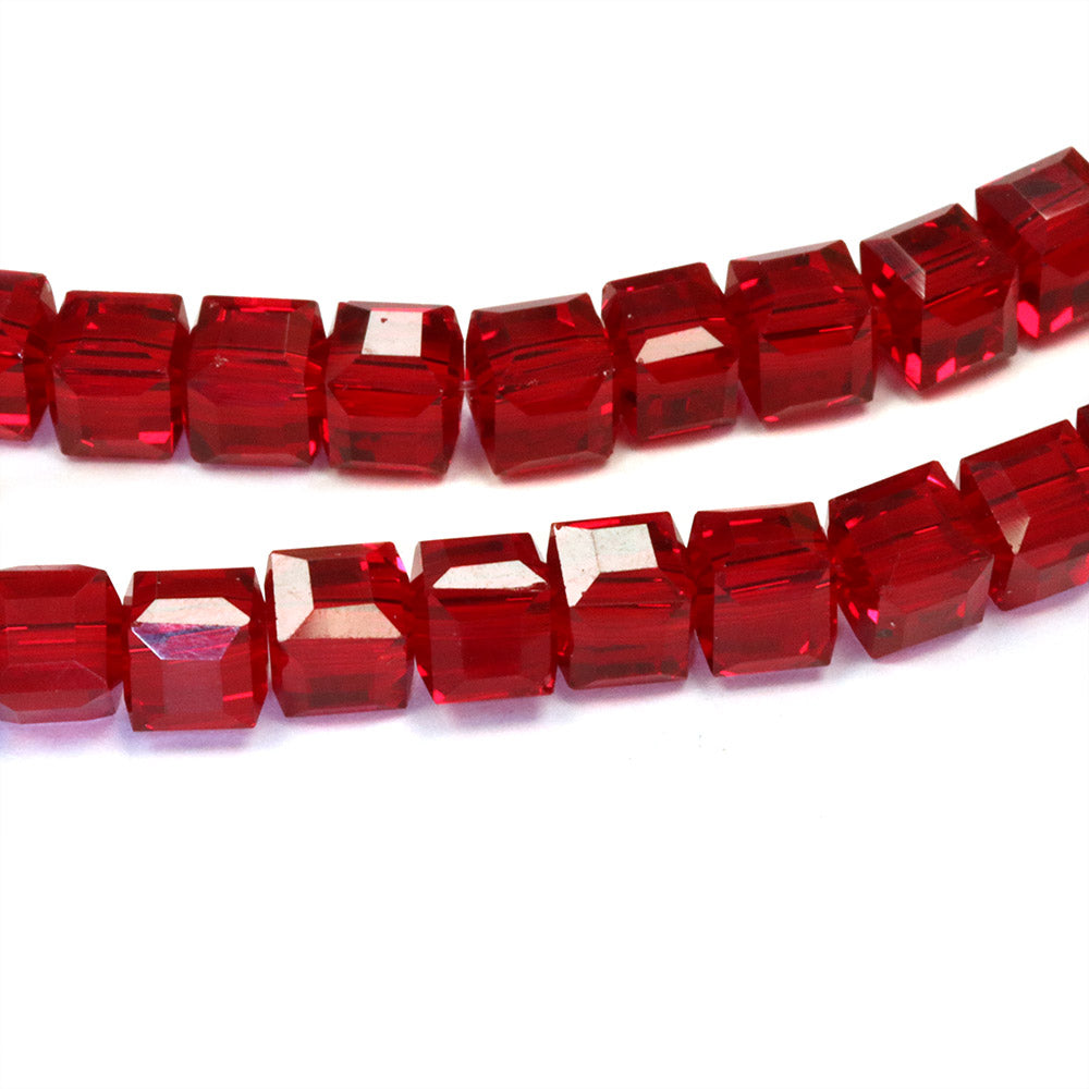 Glass Cube Dark Red 6mm - 1 string