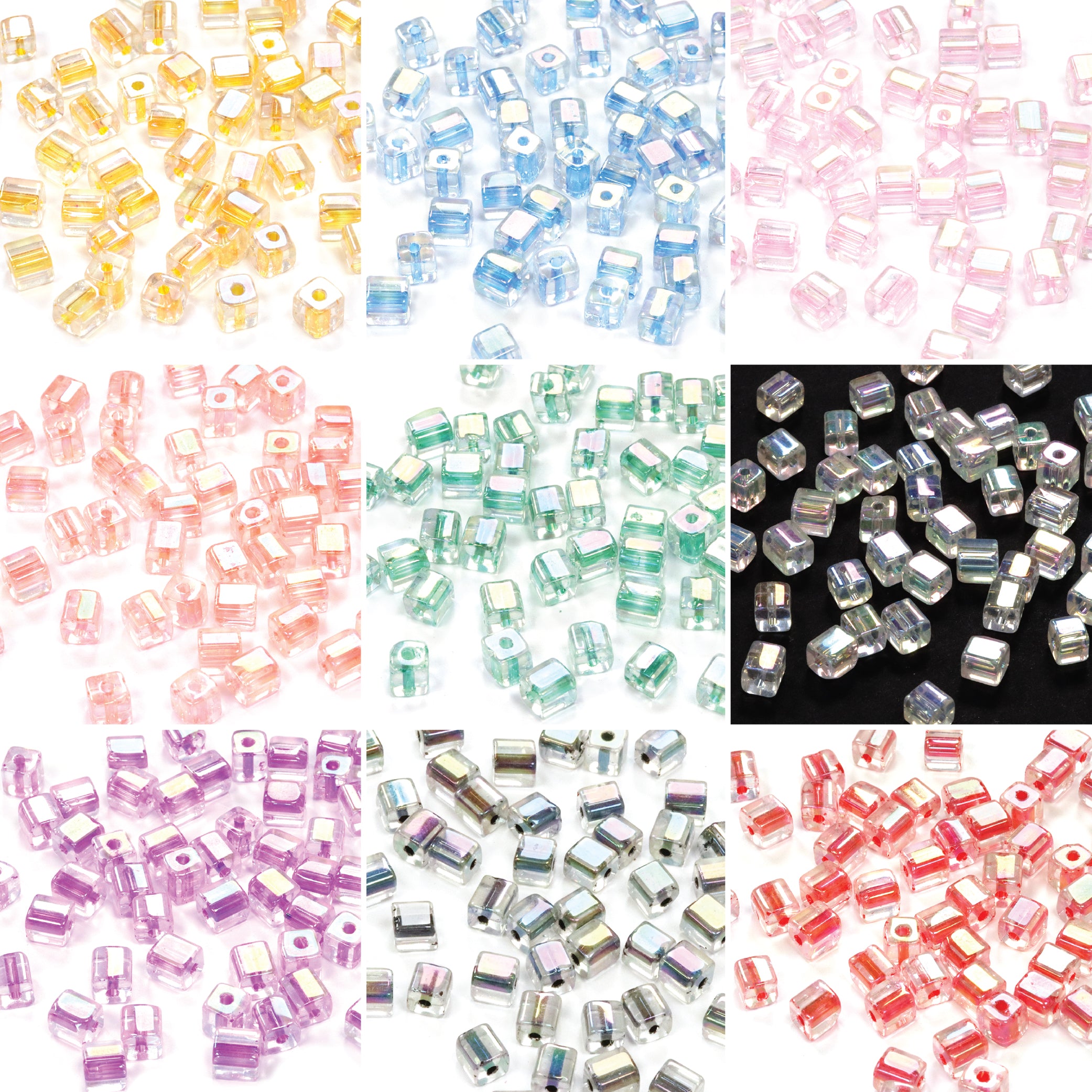 Colour Lined Cubes 4x5mm Bundle - 9 Packs of 50