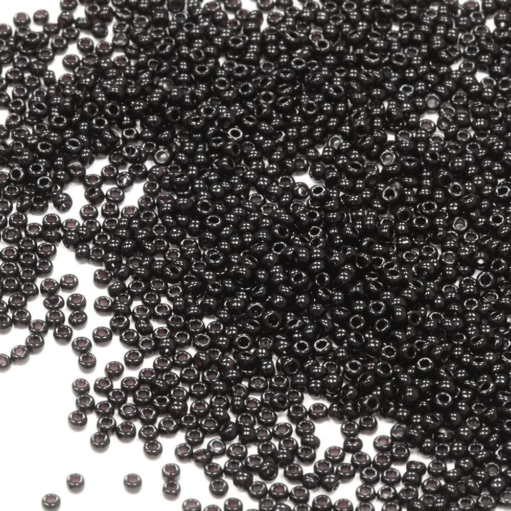 Preciosa Opaque Black Size 15 Seed Beads - Pack of 10g