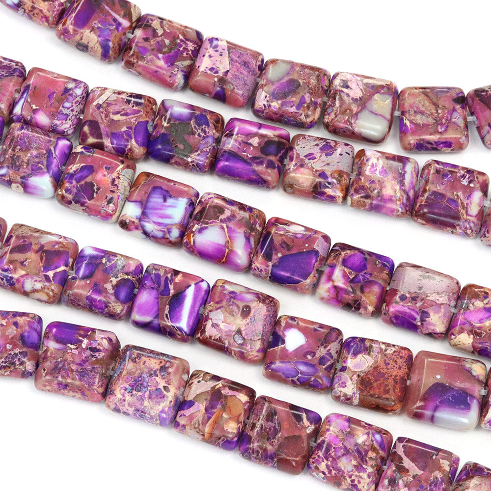 Imperial Jasper Squares 10x4mm Purple - 35cm Strand