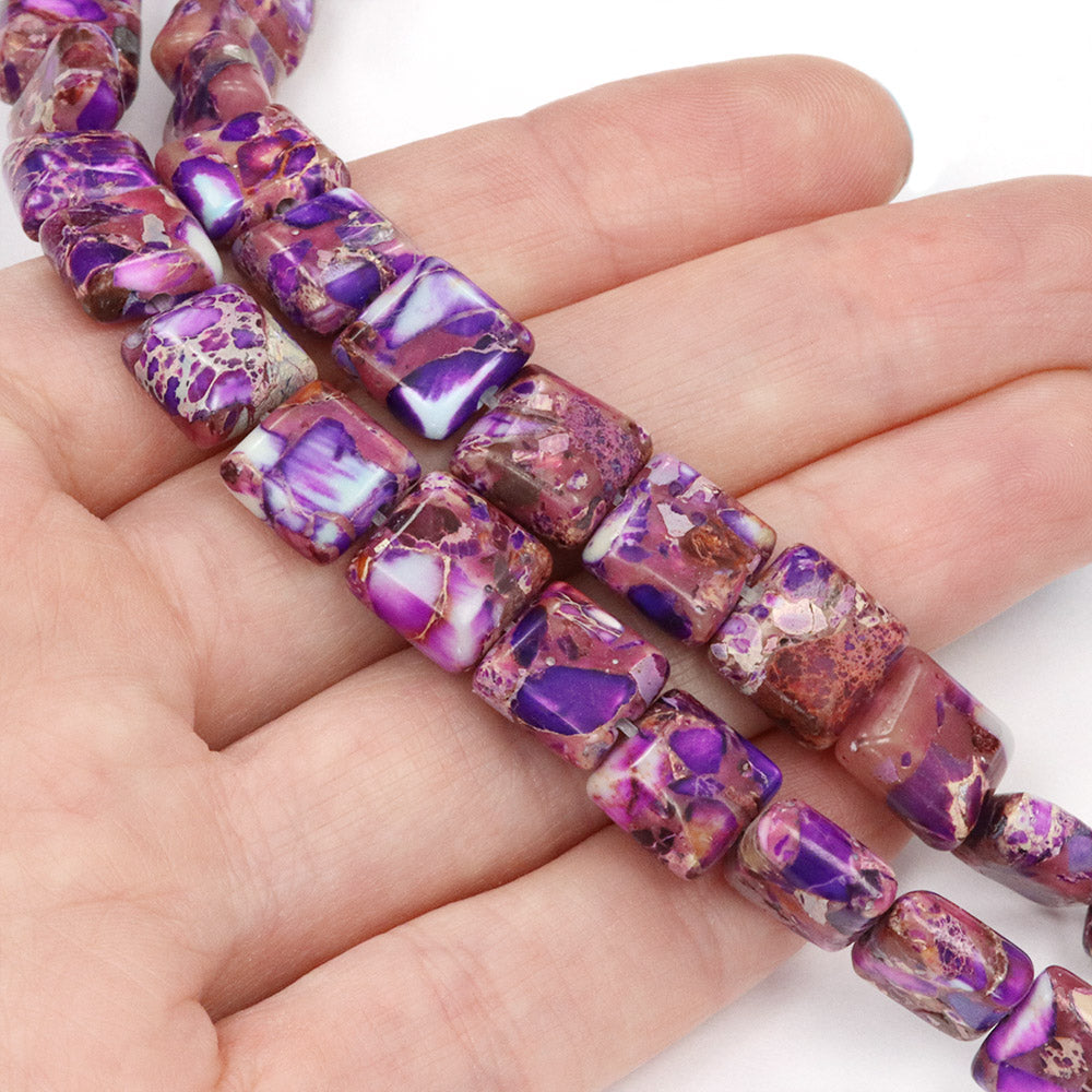 Imperial Jasper Squares 10x4mm Purple - 35cm Strand