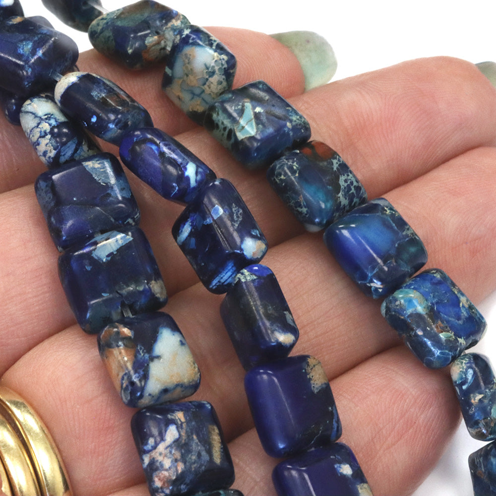 Imperial Jasper Squares 10x4mm Blue - 35cm Strand