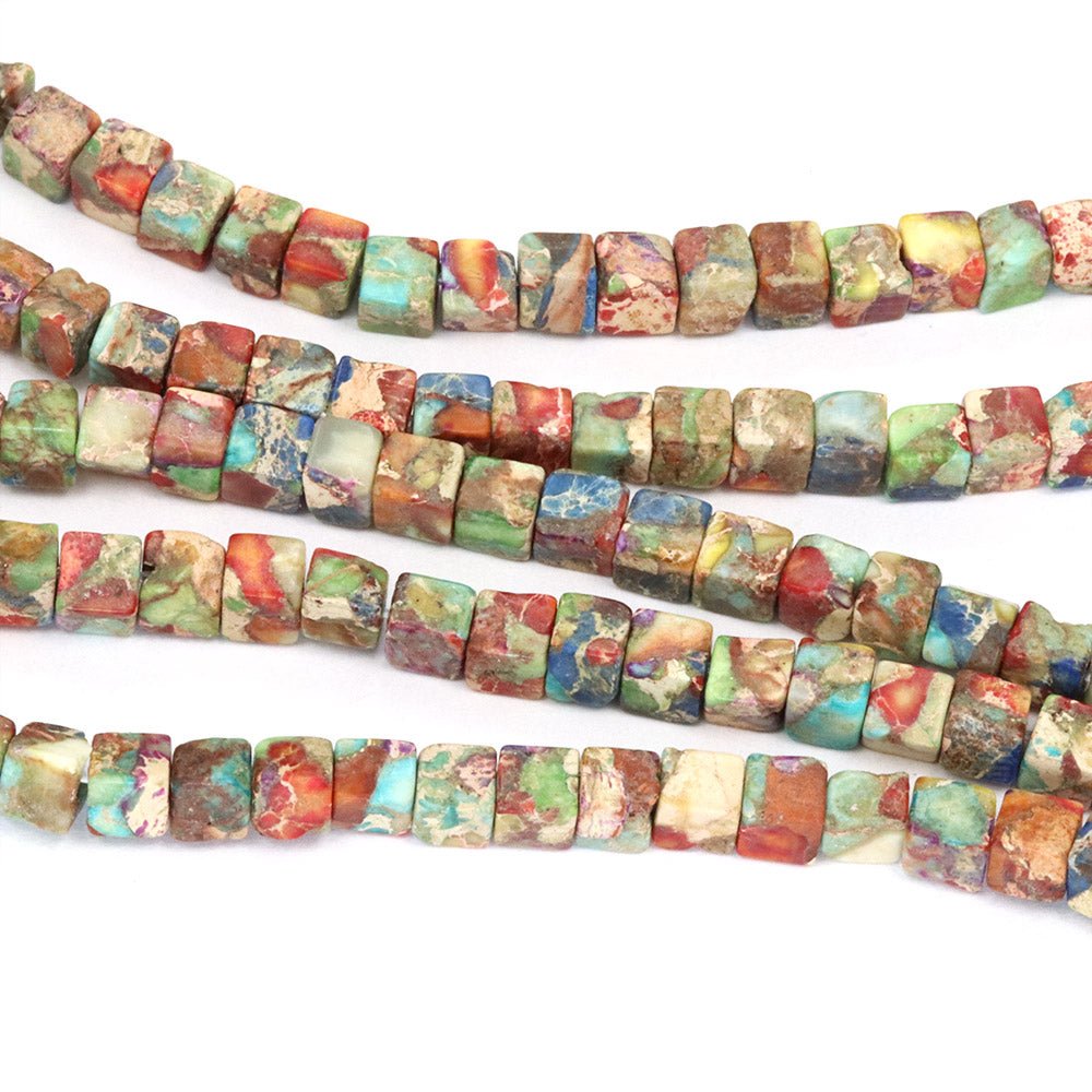 Imperial Jasper Cube 4.5mm Mix - 35cm Strand