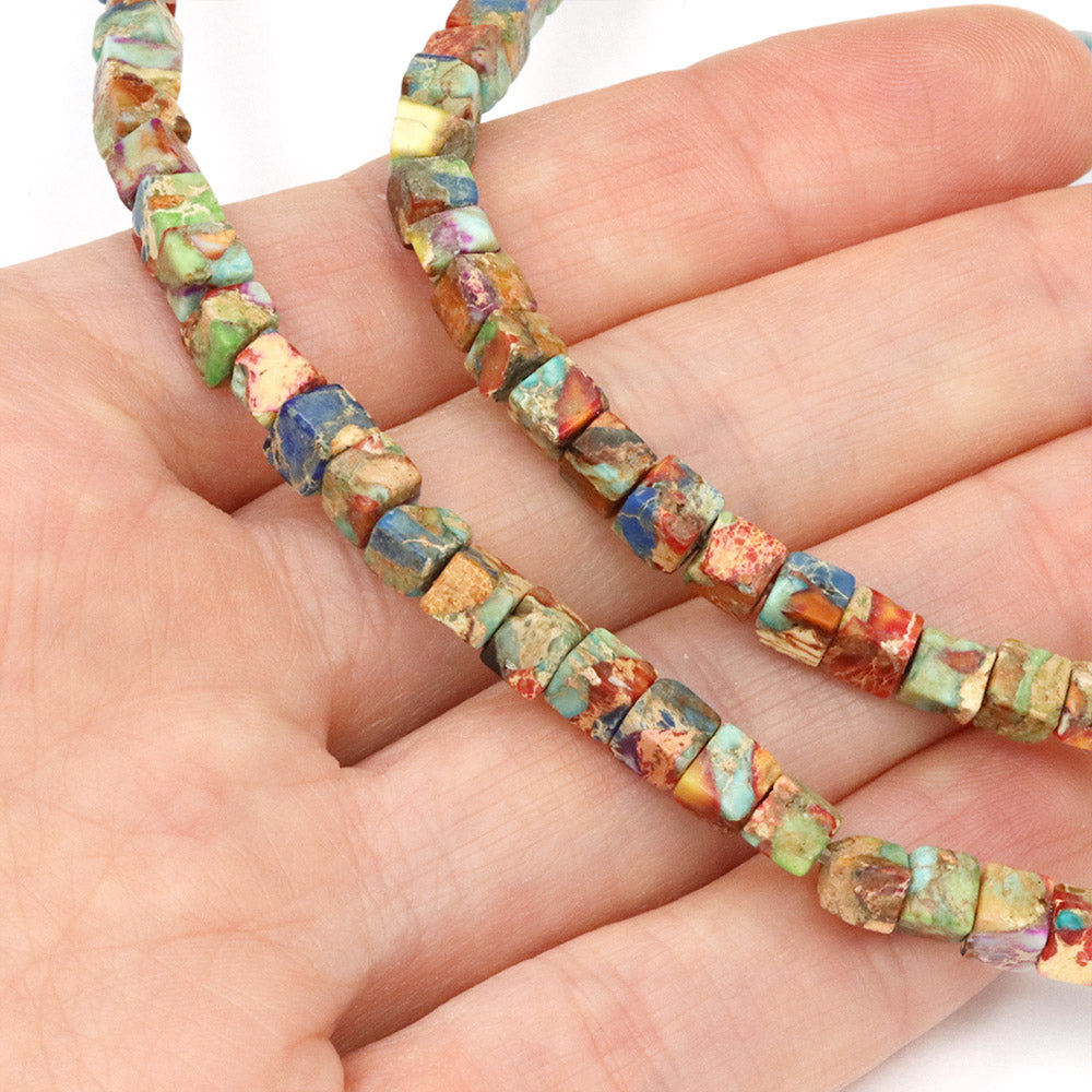 Imperial Jasper Cube 4.5mm Mix - 35cm Strand