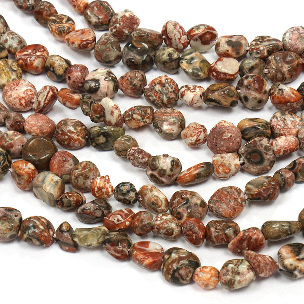 Leopard Skin Jasper Nuggets 5-11x5-8x3-6mm - 35cm Strand