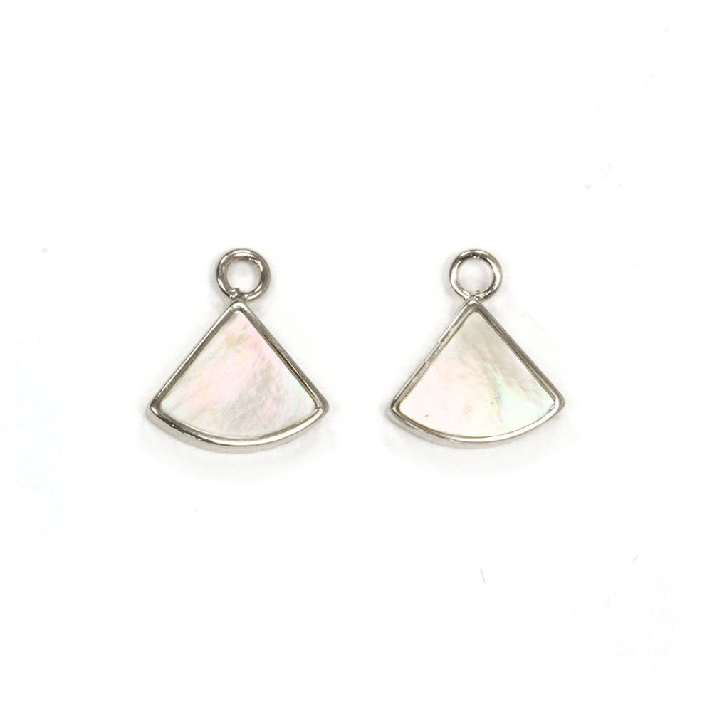 Shell Slice Charm Silver Plated 11.5x10mm - Pack of 2