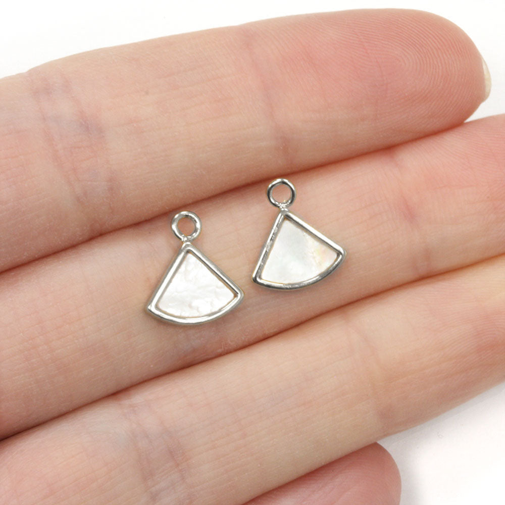 Shell Slice Charm Silver Plated 11.5x10mm - Pack of 2