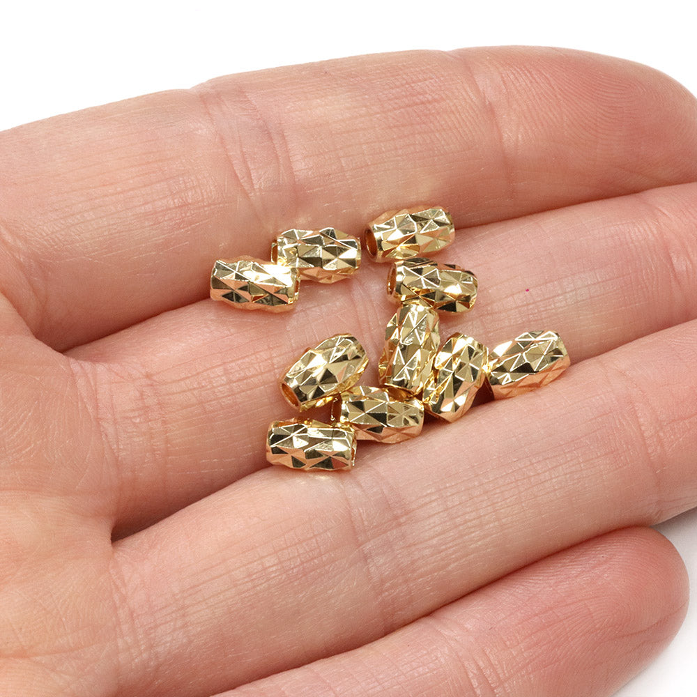 Cut Tube Bead Gold Plated 4.5x7mm - Pack of 10