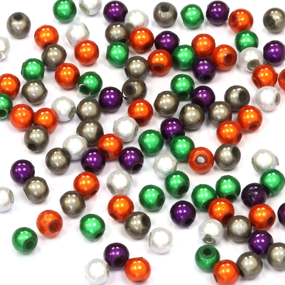 Miracle Bead Halloween Mix Plastic Round 4mm-Pack of 100