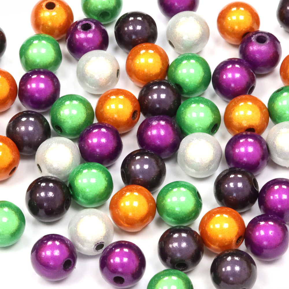 Miracle Bead Halloween Mix Plastic Round 8mm-Pack of 50