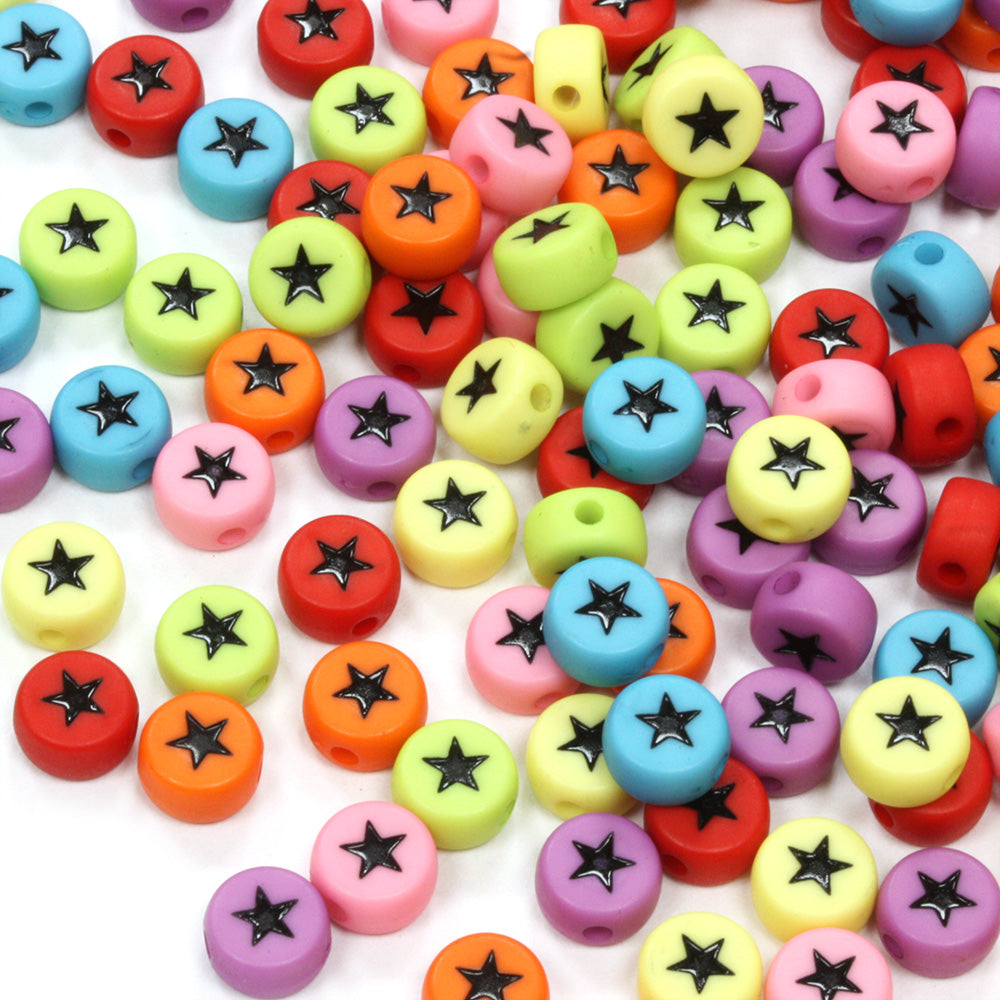 Colourful Plastic Shape Picture Beads 4x7mm Bundle - Pack of 5