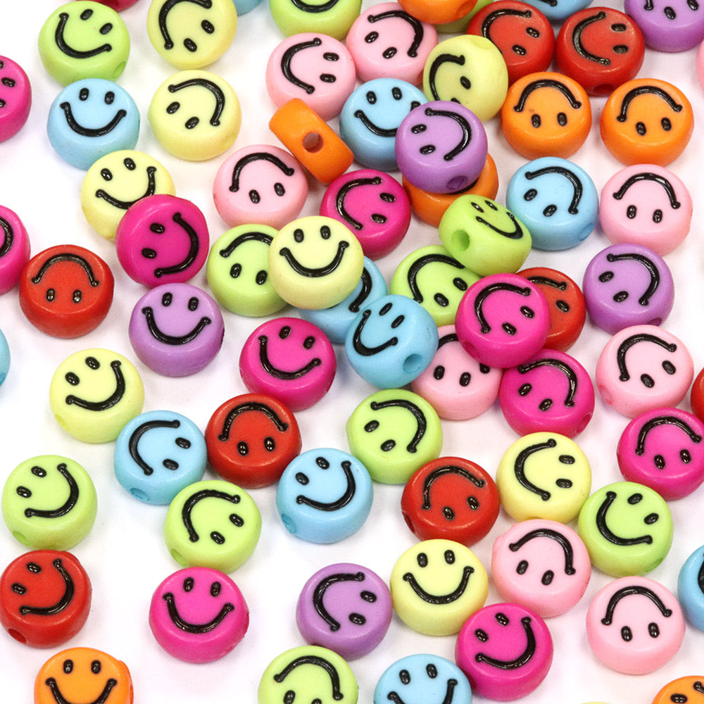 Coloured Smiley Faces 4x7mm Mix - Pack of 200