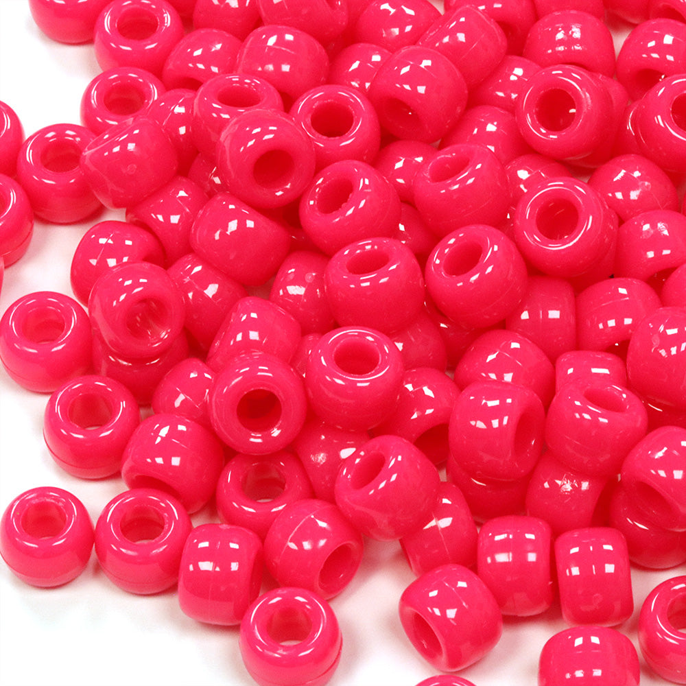 Neon Pink Plastic Barrel Pony 6x8mm - Pack of 250