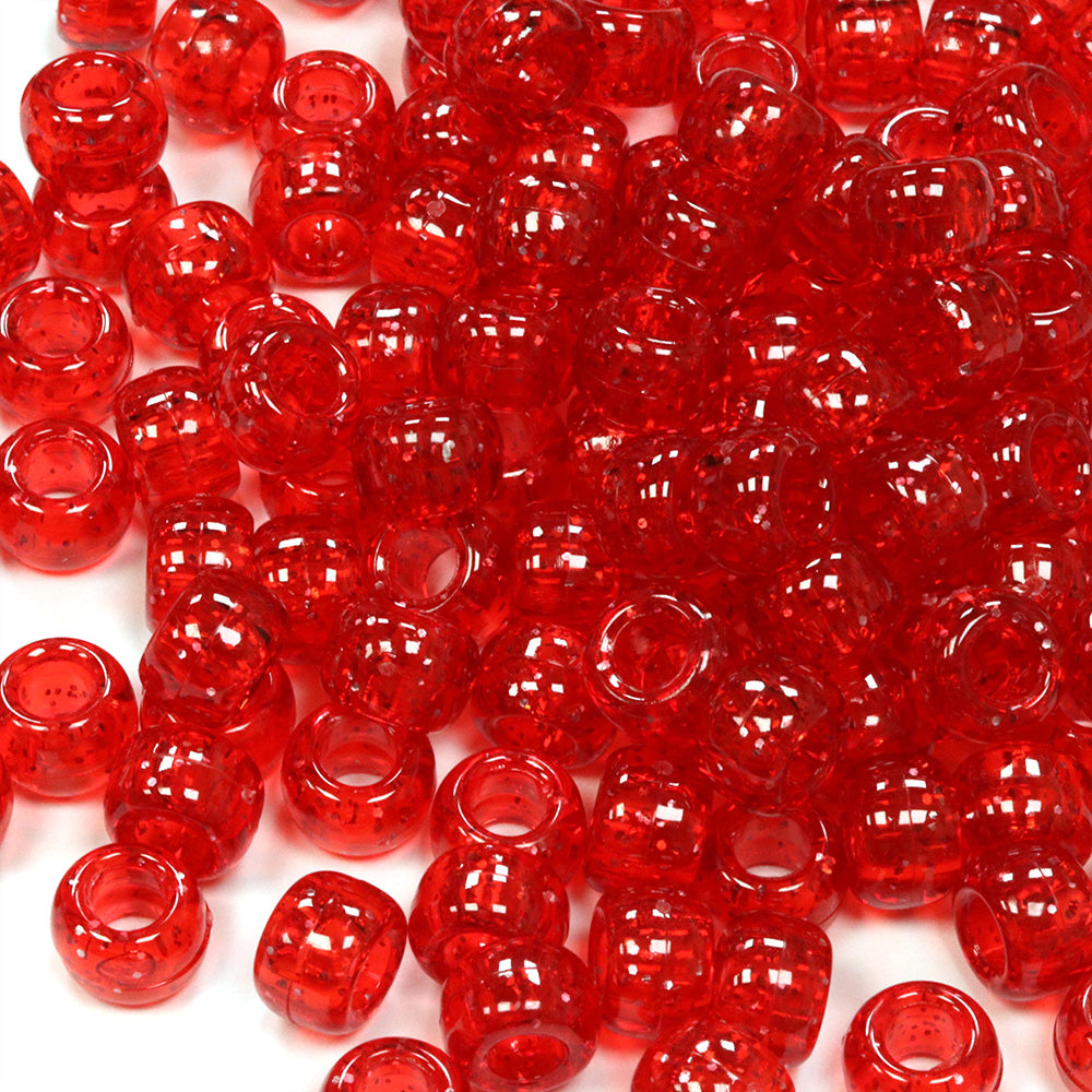 Glitter Red Plastic Barrel Pony 6x8mm - Pack of 250