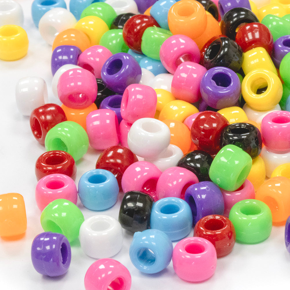 Opaque Mix Plastic Barrel Pony 6x8mm-Pack of 500