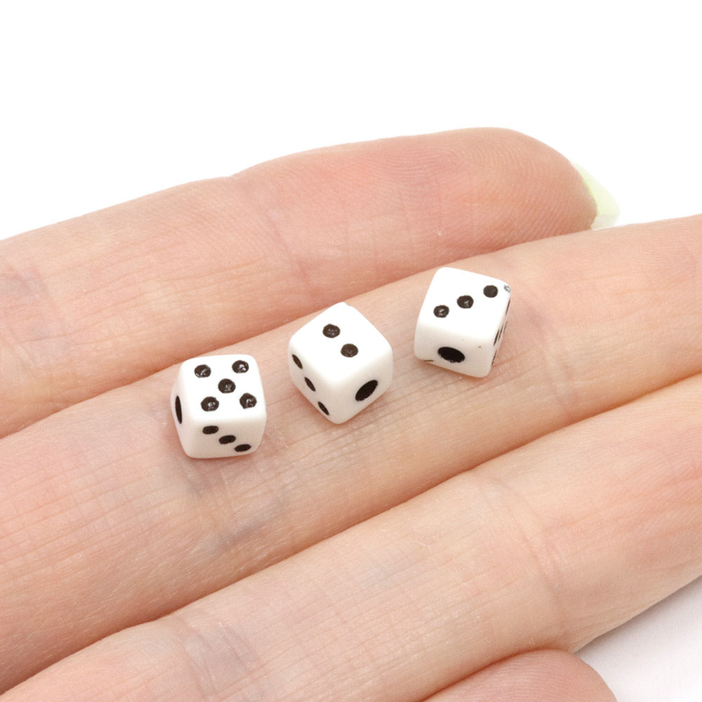 Coloured Dice White Plastic Square 6mm-Pack of 200