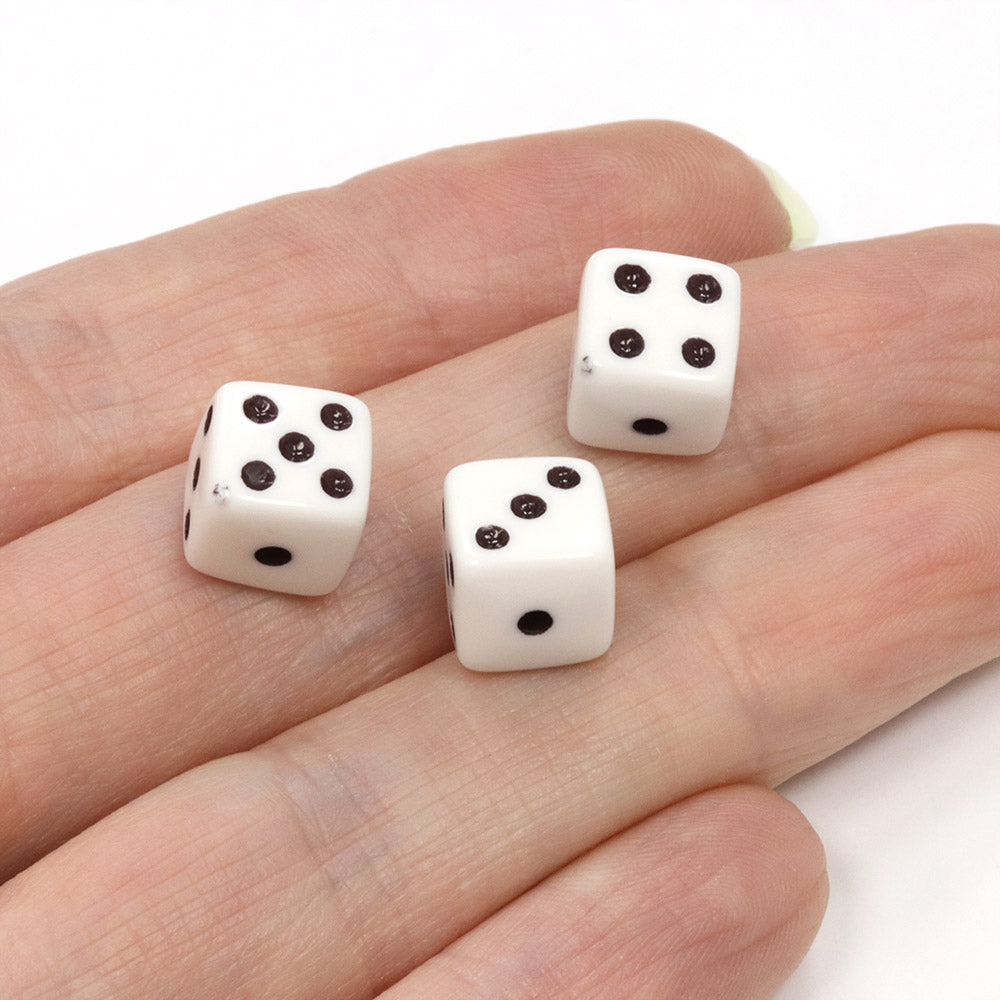 Coloured Dice White Plastic Square 9mm-Pack of 100