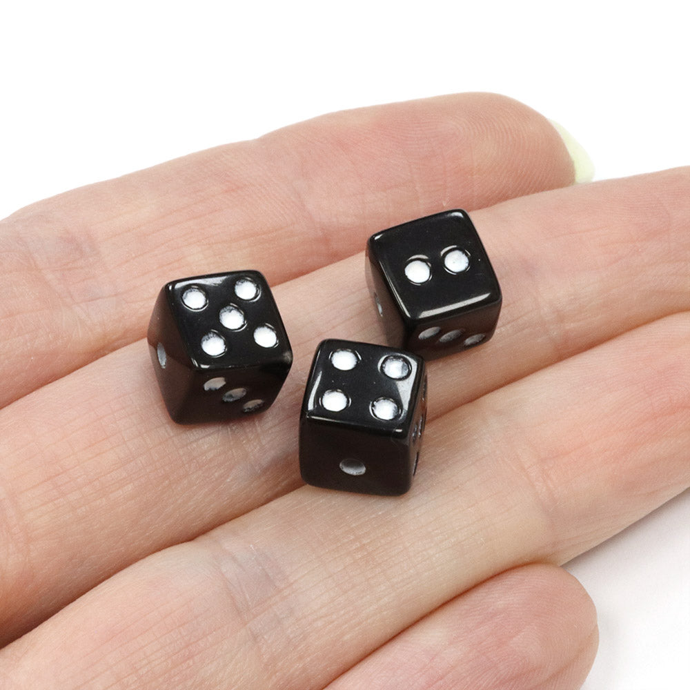 Coloured Dice Black Plastic Square 9mm-Pack of 100