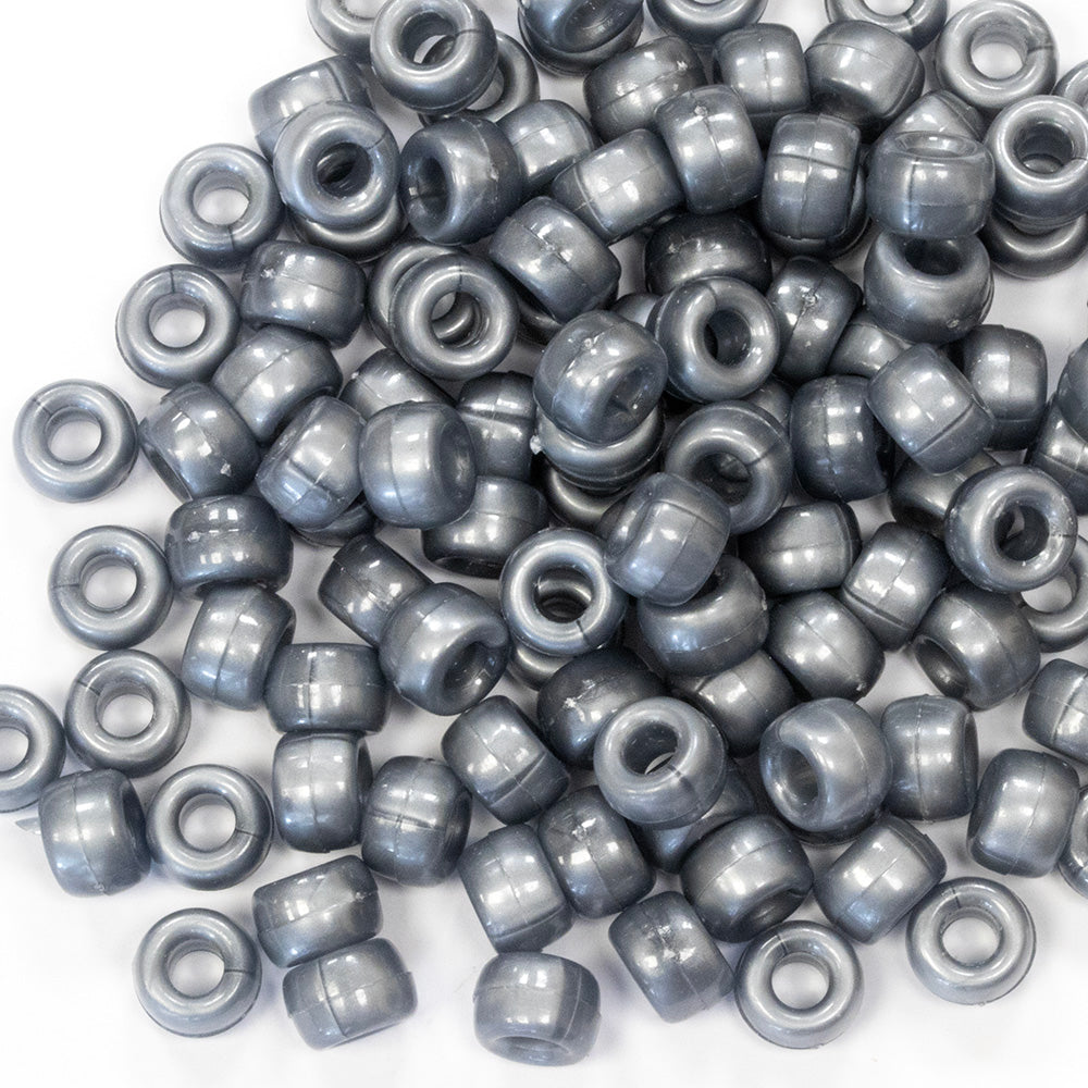 Bath Pearl Silver Plastic Barrel Pony 6x8mm - Pack of 250