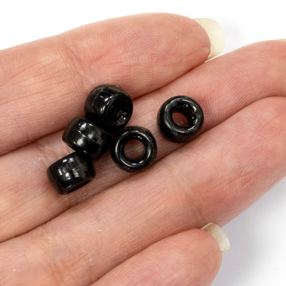 Opaque Black Plastic Barrel Pony 6x8mm - Pack of 250