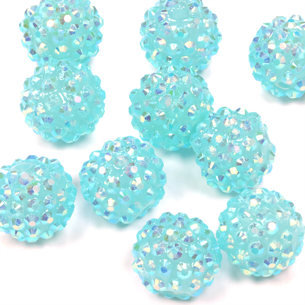 Resin Shamballa 14x16mm Teal AB - Pack of 10