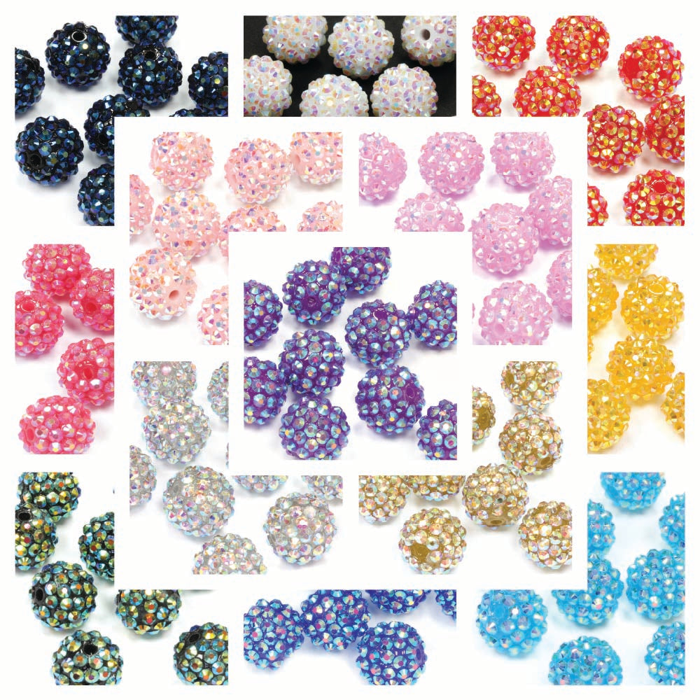 Resin Shamballa 14x16mm Mix Bundle - Pack of 13