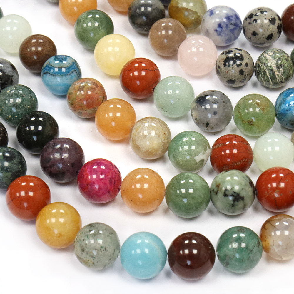 Mixed Stone Rounds 10mm - 35cm Strand