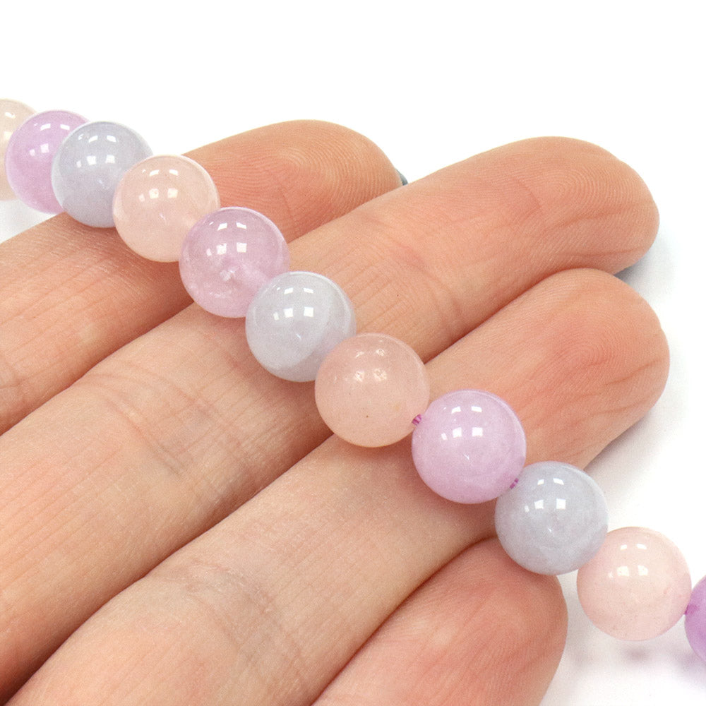 Mix of Aquamarine, Rose Quartz and Amethyst 8mm Rounds - 35cm Strand