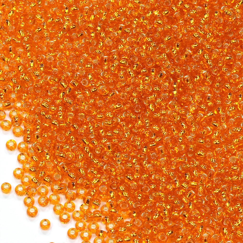 Silver Lined Czech Tangerine Glass Rocaille/Seed 11/0-Pack of 100g