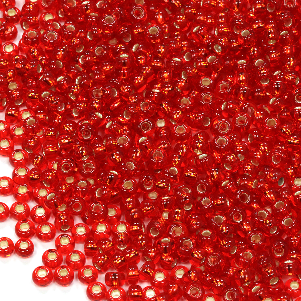 Silver Lined Czech Ruby Glass Rocaille/Seed 8/0-Pack of 5g