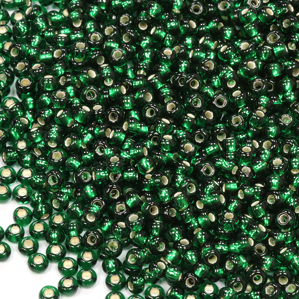 Silver Lined Czech Emerald Glass Rocaille/Seed 8/0-Pack of 100g