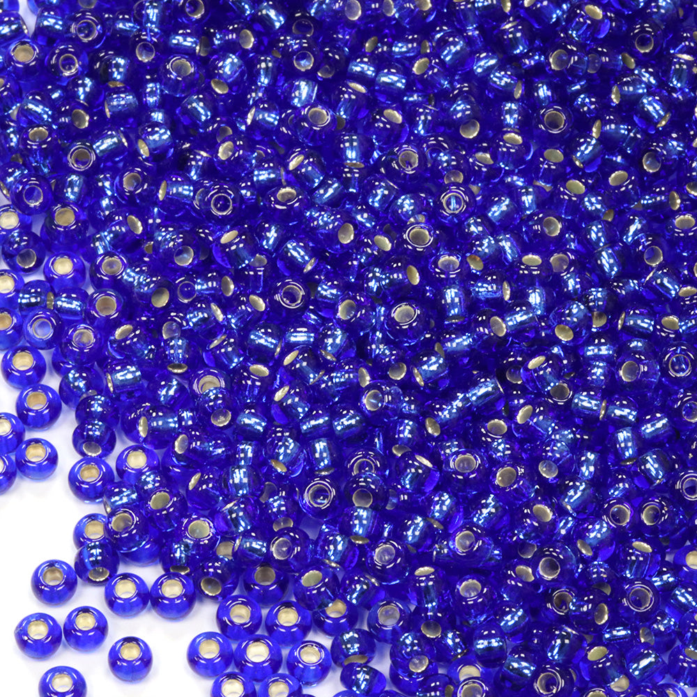 Silver Lined Czech Royal Blue Glass Rocaille/Seed 8/0-Pack of 100g