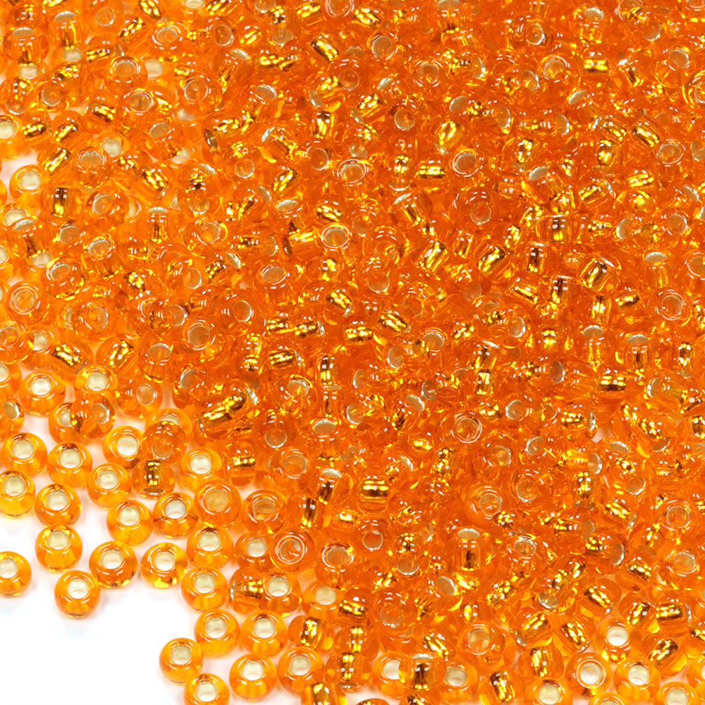 Silver Lined Czech Tangerine Glass Rocaille/Seed 8/0-Pack of 5g