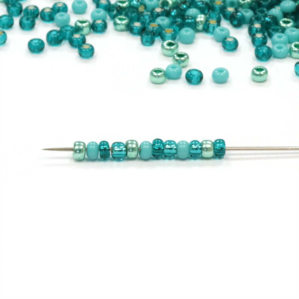 Seed Bead Teal Mix 11/0 - Pack of 50g