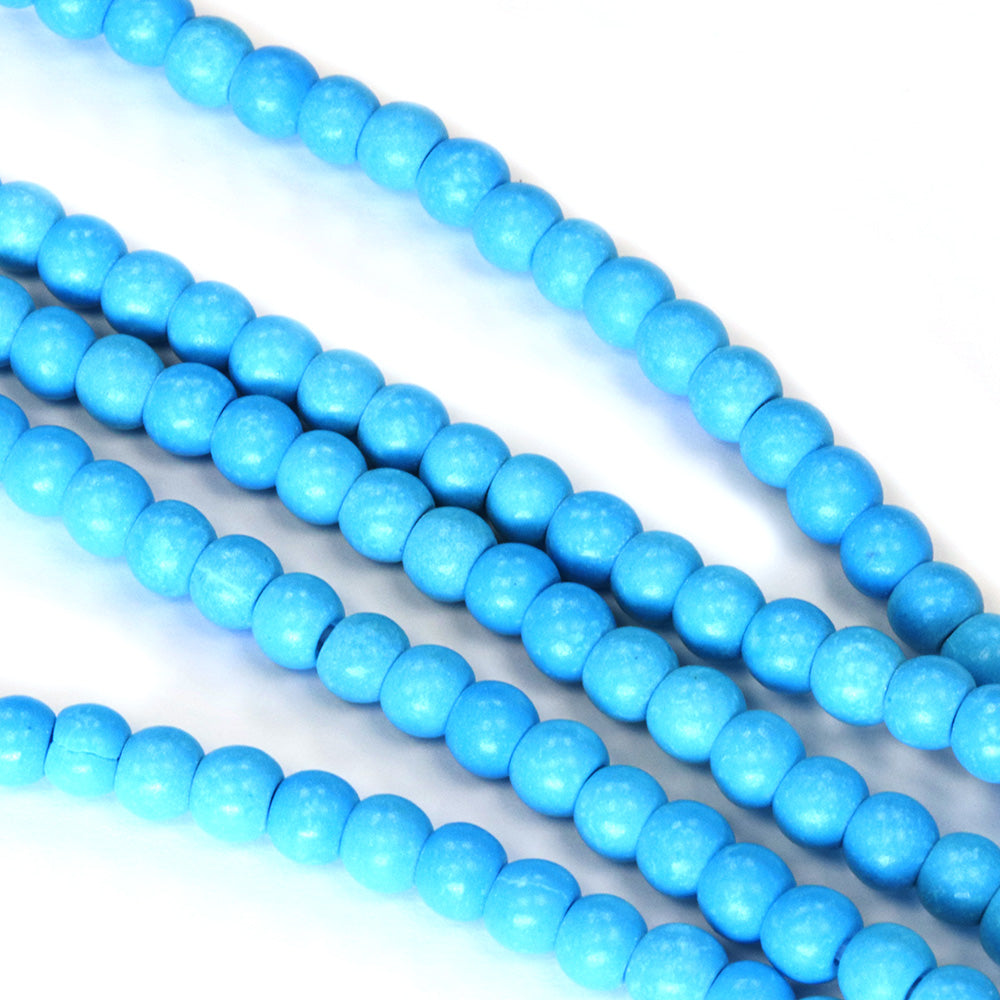 Synthetic Turquoise Smooth Round Beads 4mm Bright Blue - 35cm Strand
