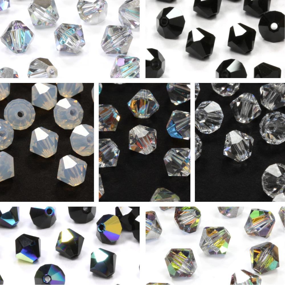 Crystal 4mm Bicone Monochrome Bundle - Pack of 7