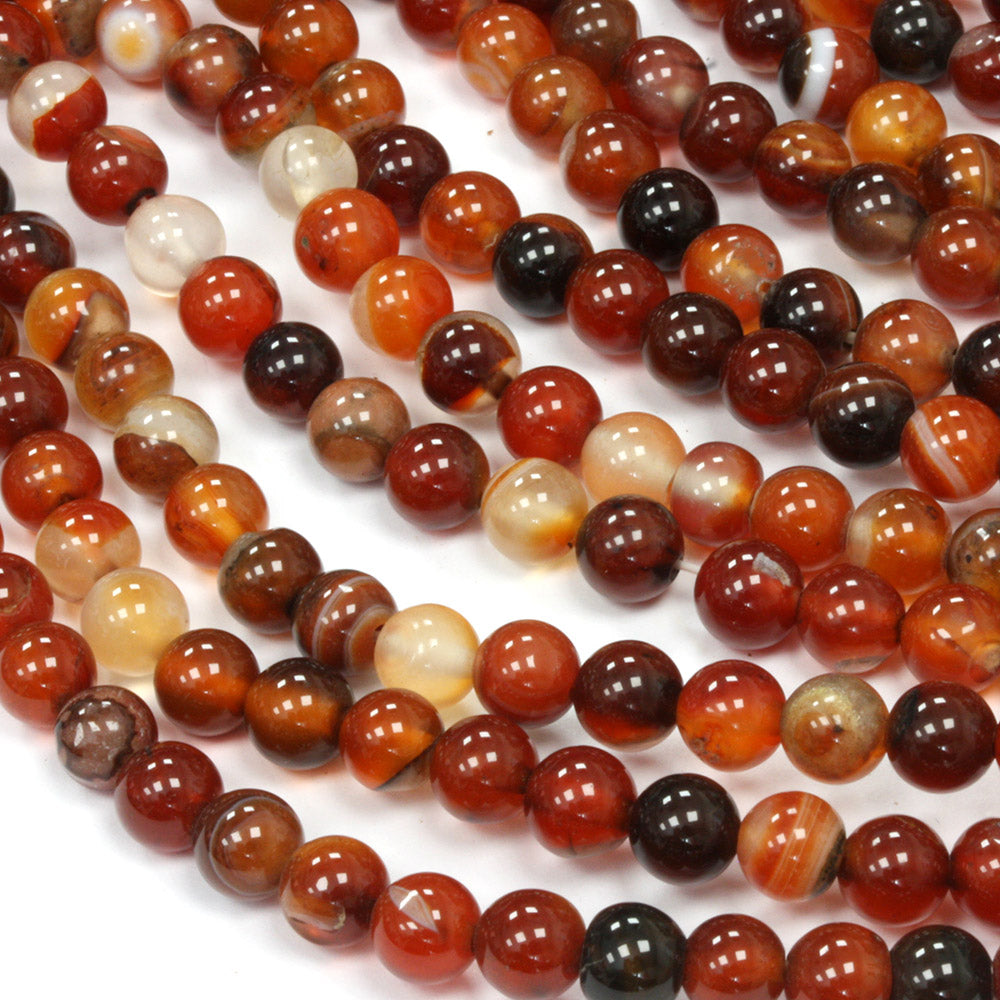 Brown Banded Agate Rounds 6mm - 40cm Strand