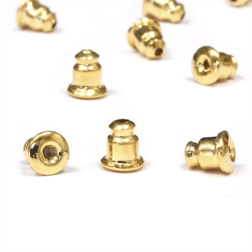 Bell Earring Backs 5mm Gold Plated - Pack of 10