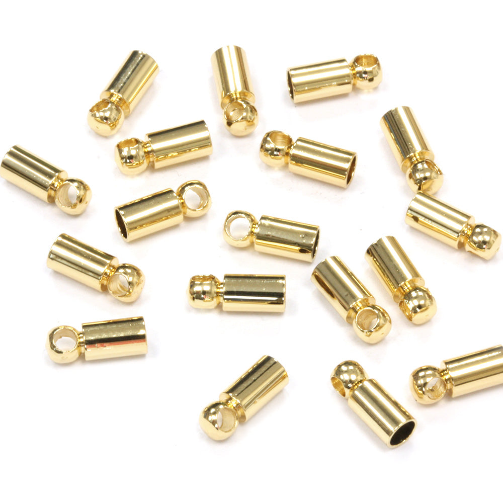 Cord End 2mm Gold Plated - Pack of 20