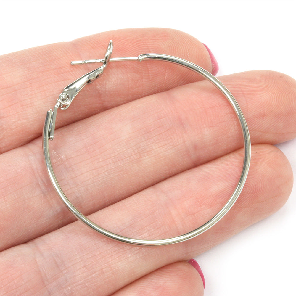 Ear Hoop 35mm Silver Plated - Pack of 2