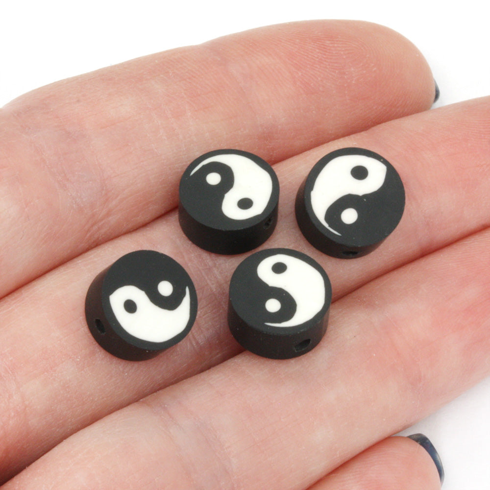 Polymer Clay Ying Yang 10mm - Pack of 50