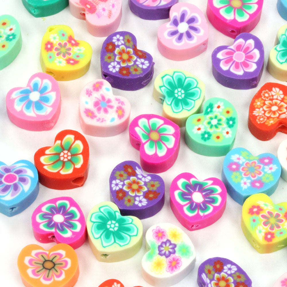 Polymer Clay Flower Heart Mix 10mm - Pack of 50