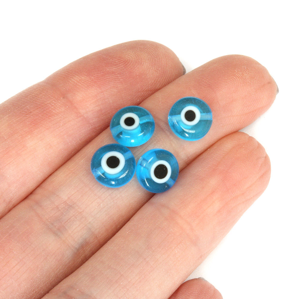 Glass Evil Eye 8mm Turquoise - String of 48