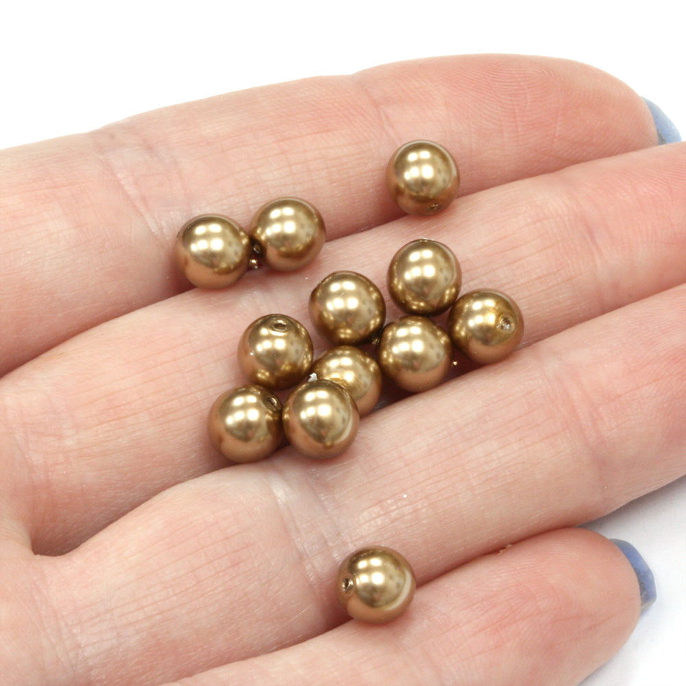 Pearl Old Gold Glass Round 6mm - Pack of 100