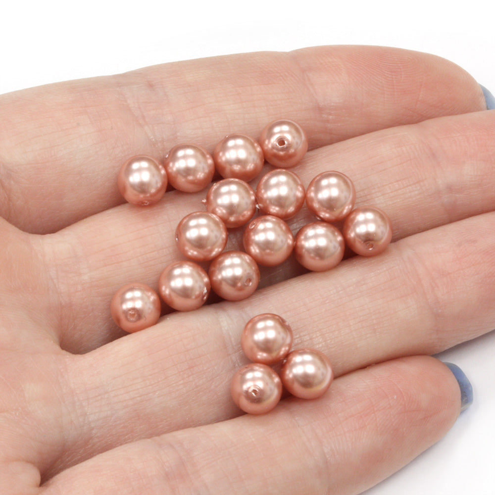 Pearl Dusky Pink Glass Round 6mm - Pack of 100