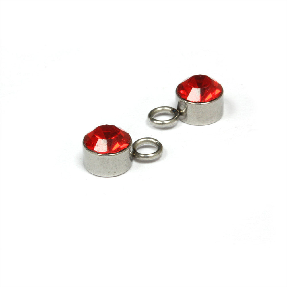 Tiny Glass Pendant Red 6x9mm- Pack of 2