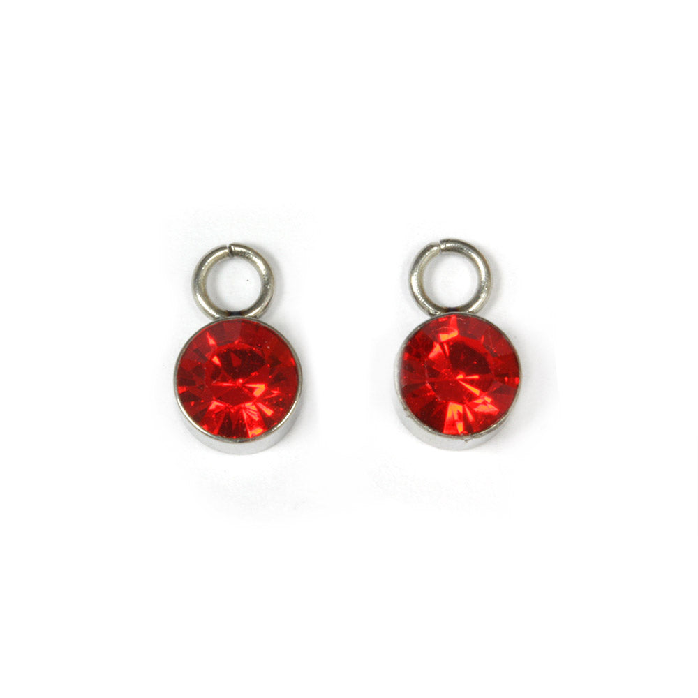 Tiny Glass Pendant Red 6x9mm- Pack of 2