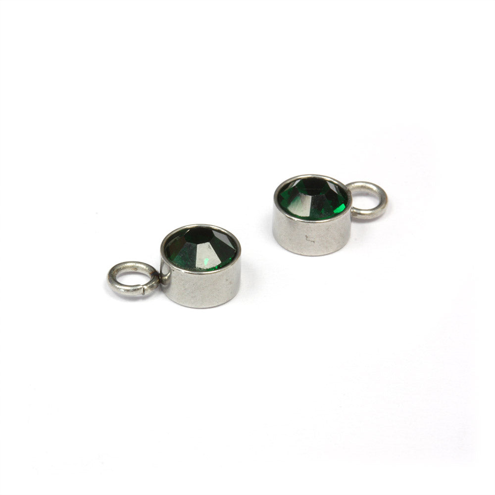 Tiny Glass Pendant Dark Green 6x9mm - Pack of 2